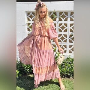 Spell And The Gypsy Rae Gown Dress Peach NWT